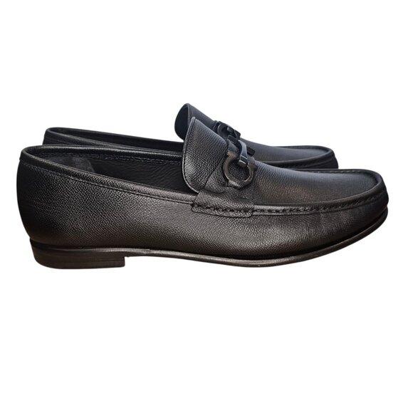 Salvatore Ferragamo Crown Nero Pebble Calf Loafer Mens Shoe Size 10.5 E With Box - Picture 4 of 17